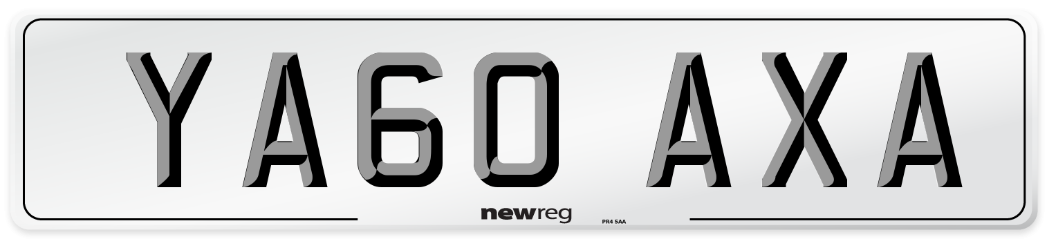 YA60 AXA Number Plate from New Reg